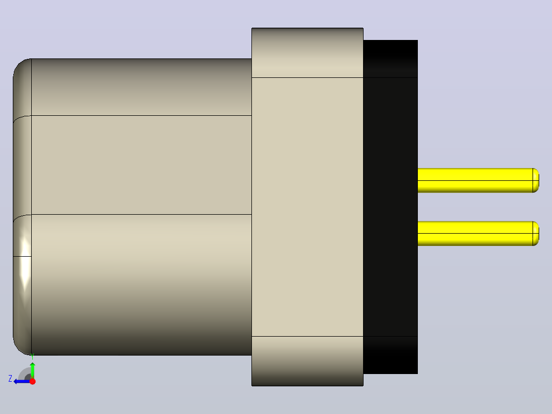 MICRO-D系列，9路PCB D-sub母外壳连接器，带公引脚右视图