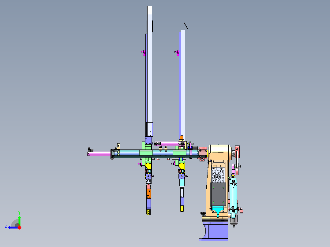 4轴机械手、650双工位自动上下料机右视图