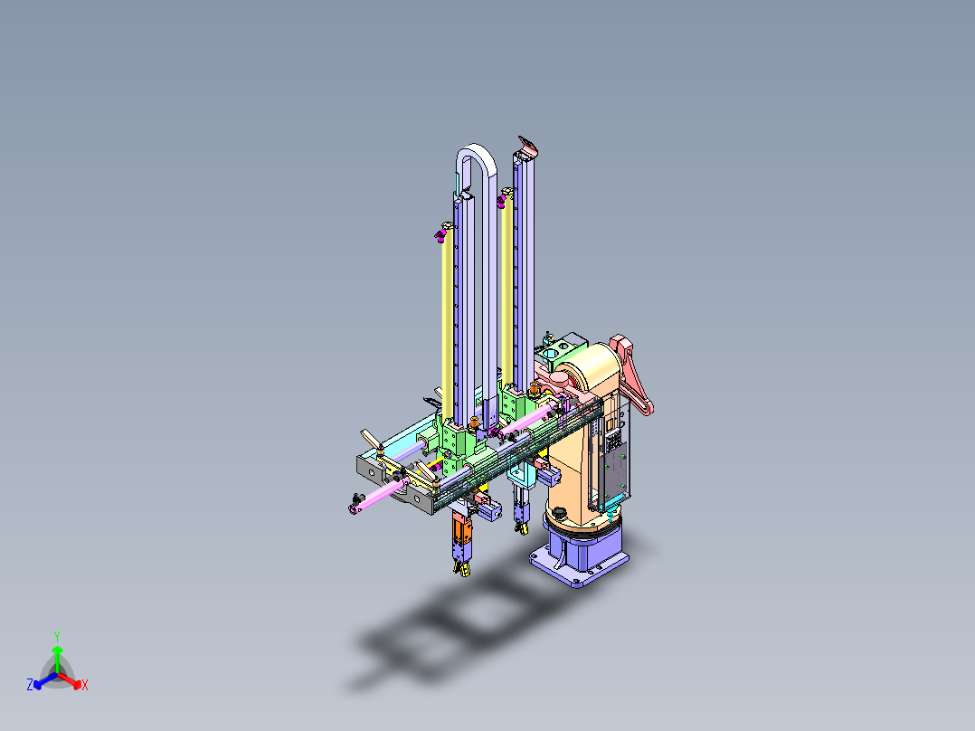 4轴机械手、650双工位自动上下料机正等轴测图