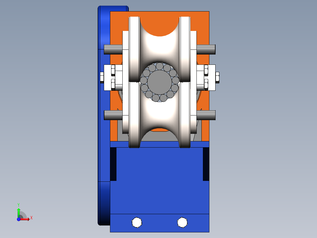 高空固定缆道除垢,清理装置设计(sw+cad+说明书)前视图