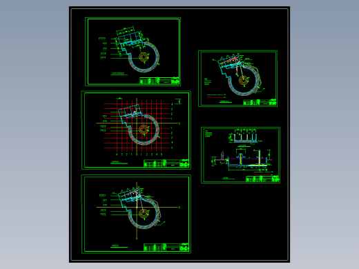 别墅庭院景观工程花架雕塑池生态鱼池平面剖面CAD完整施工图