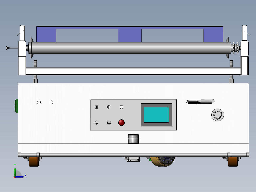 双舵轮驱动磁导式滚筒搬运AGV左视图