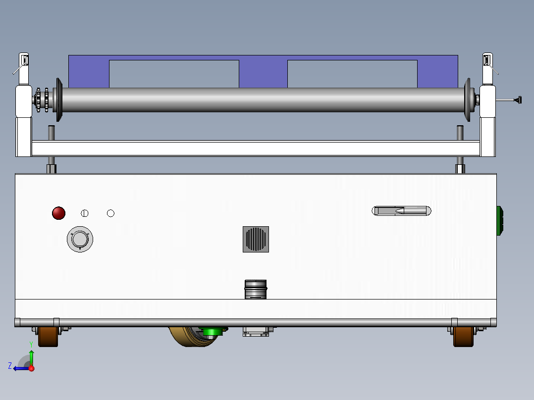 双舵轮驱动磁导式滚筒搬运AGV右视图