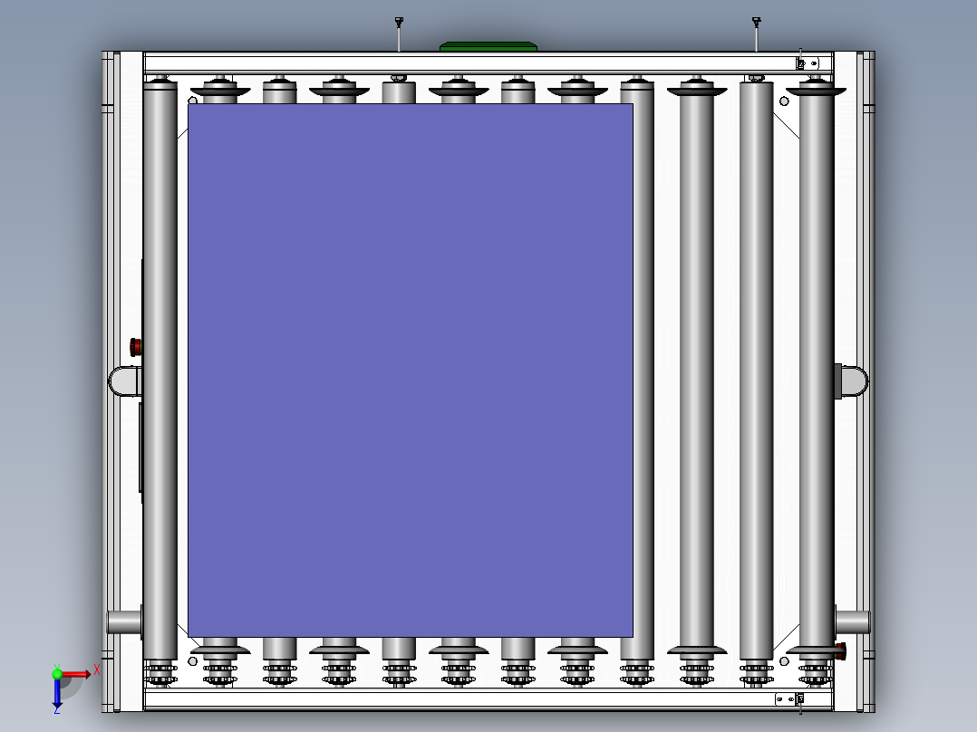 双舵轮驱动磁导式滚筒搬运AGV俯视图