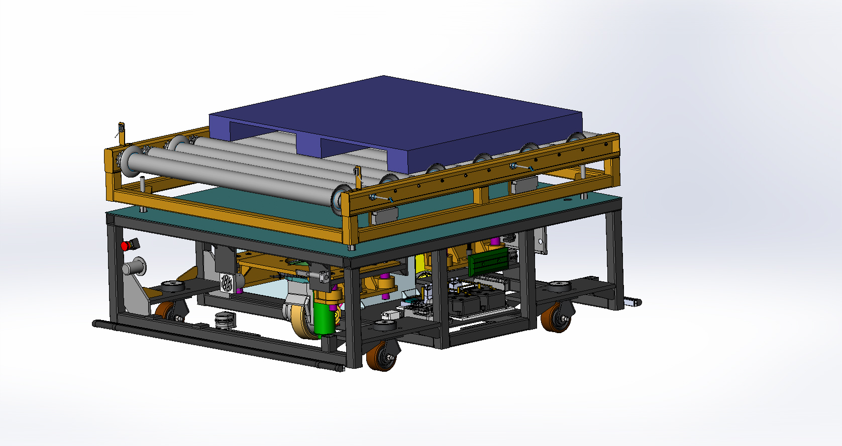 双舵轮驱动磁导式滚筒搬运AGV