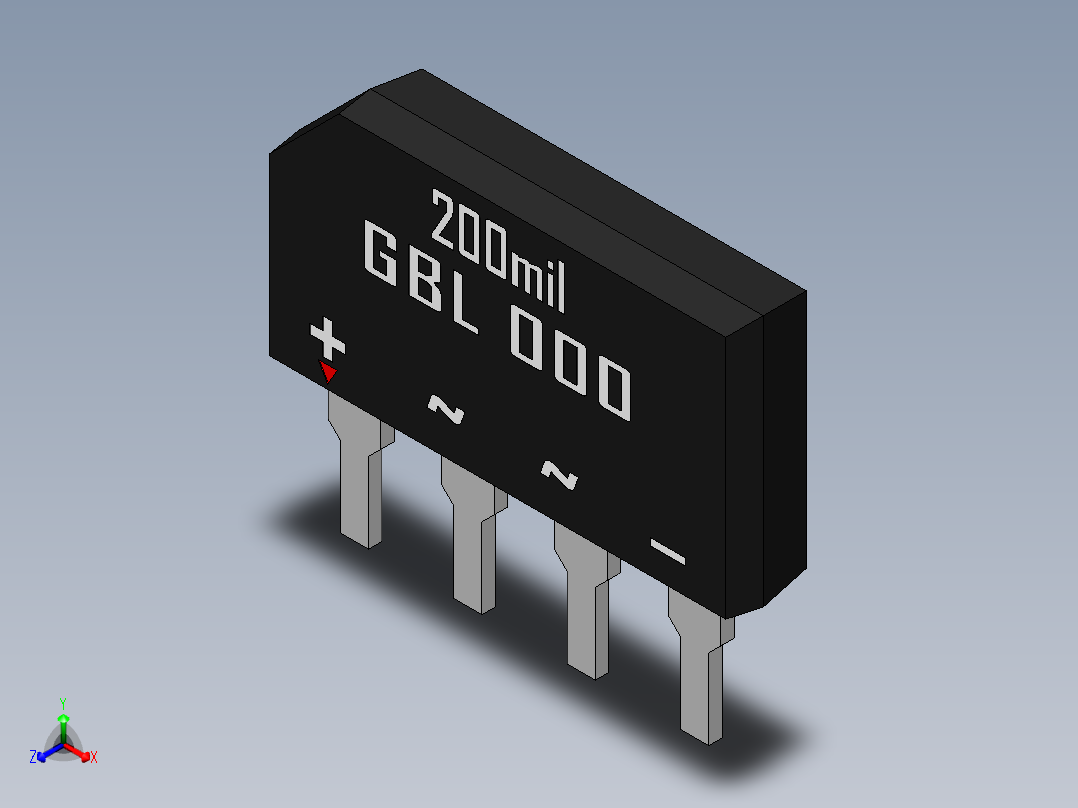 桥式整流器-GBL.SLDPRT正等轴测图