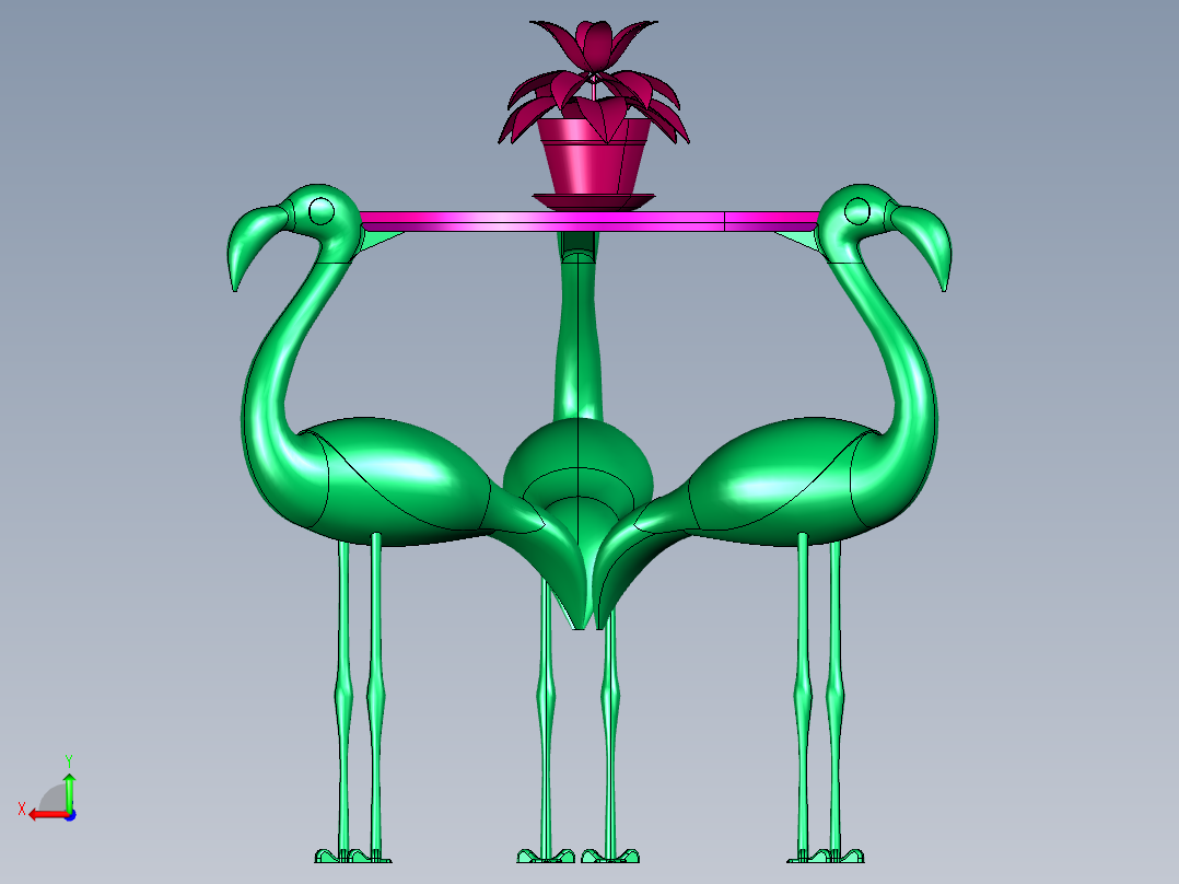 玩具火烈鸟节日桌子后视图