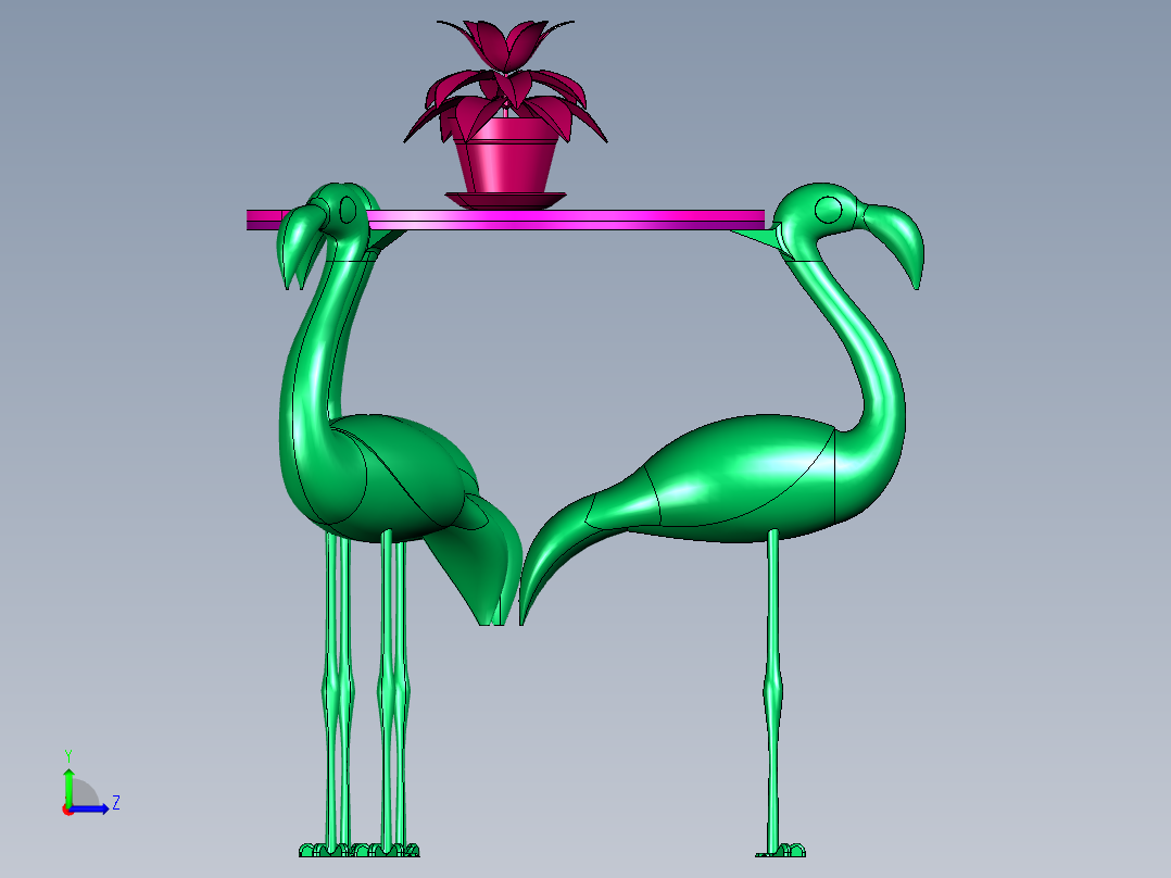 玩具火烈鸟节日桌子左视图