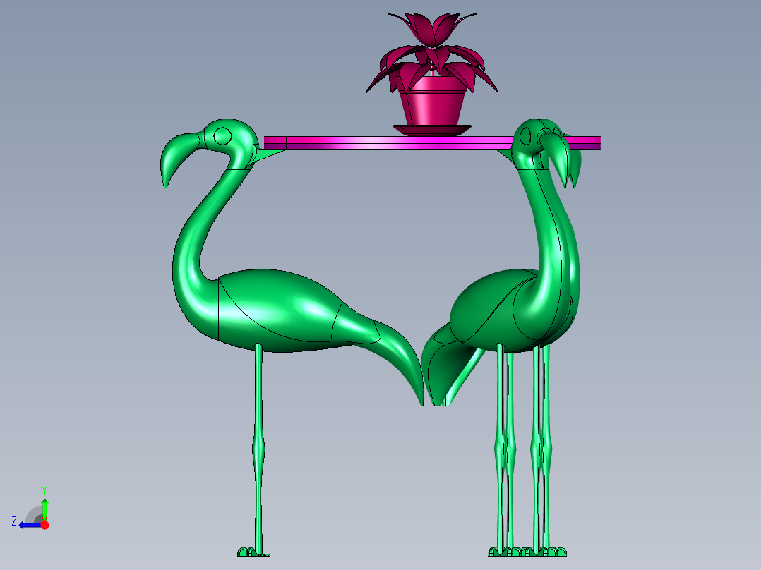 玩具火烈鸟节日桌子右视图