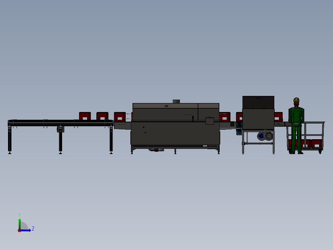 工业洗箱机自动化流水线左视图