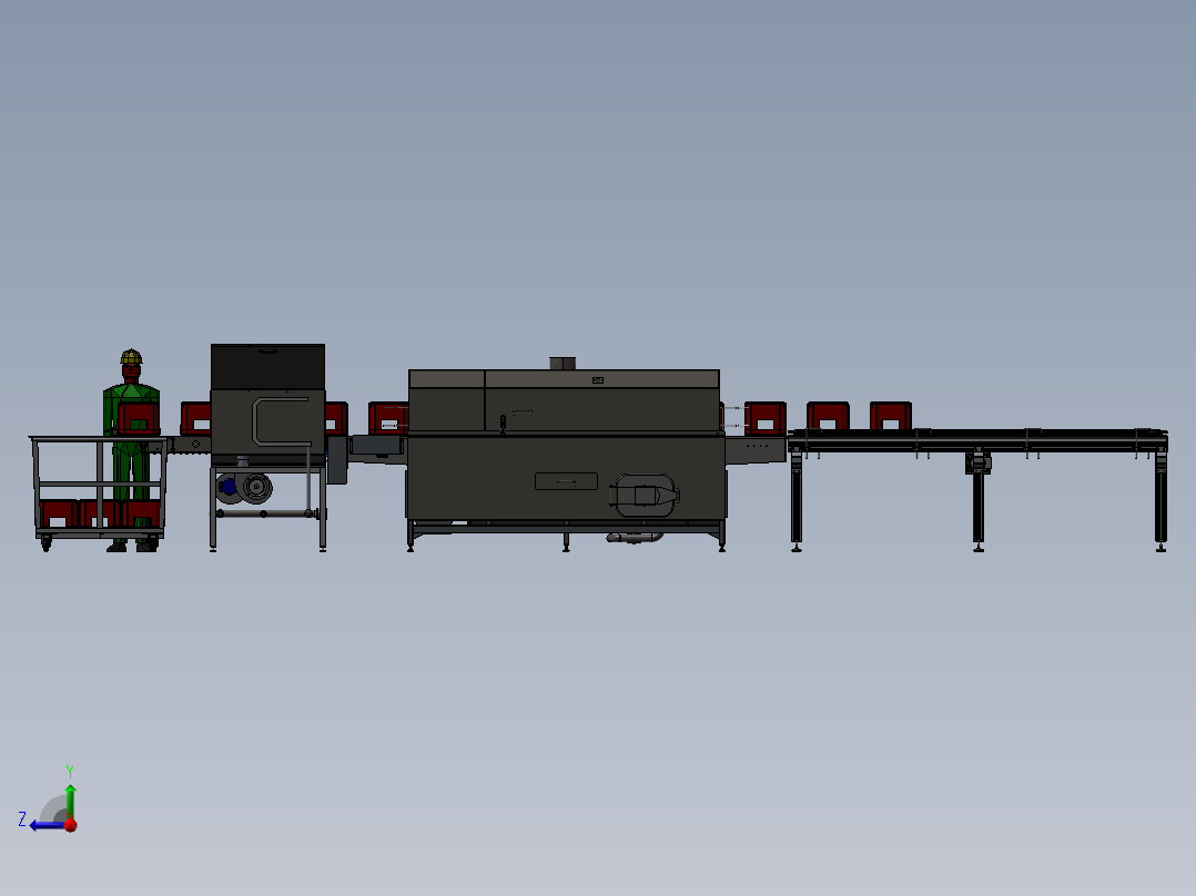 工业洗箱机自动化流水线右视图
