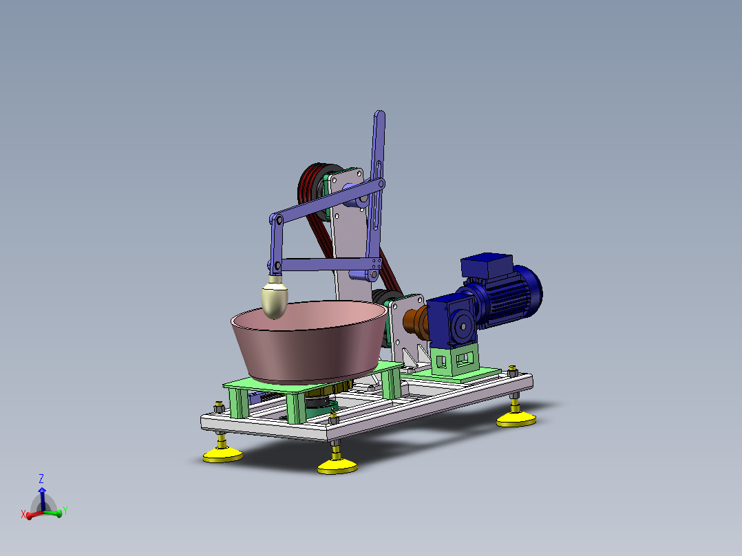工业用和面机结构设计（含三维SW模型+CAD图纸+说明书）