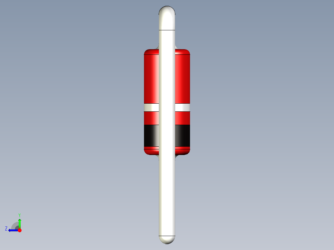 二极管DO-35 1N4148，通孔器件。三种型号可水平或垂直安装在PCB上右视图