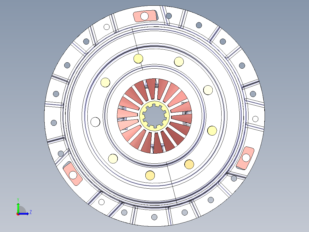 膜片弹簧离合器模型-CATIA离合器装配图三维==235618==60suerxue左视图
