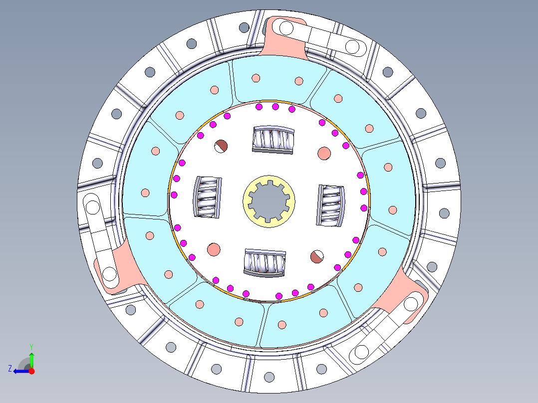 膜片弹簧离合器模型-CATIA离合器装配图三维==235618==60suerxue右视图