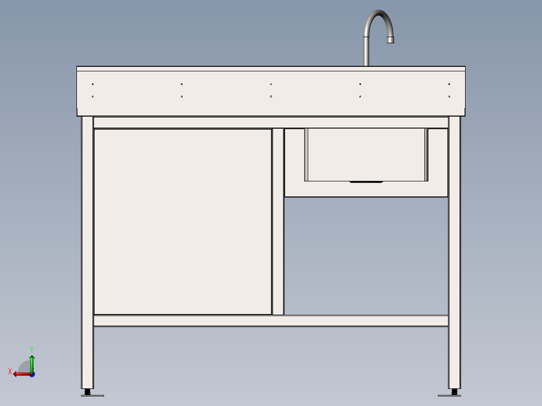 不锈钢工作桌 洗池后视图