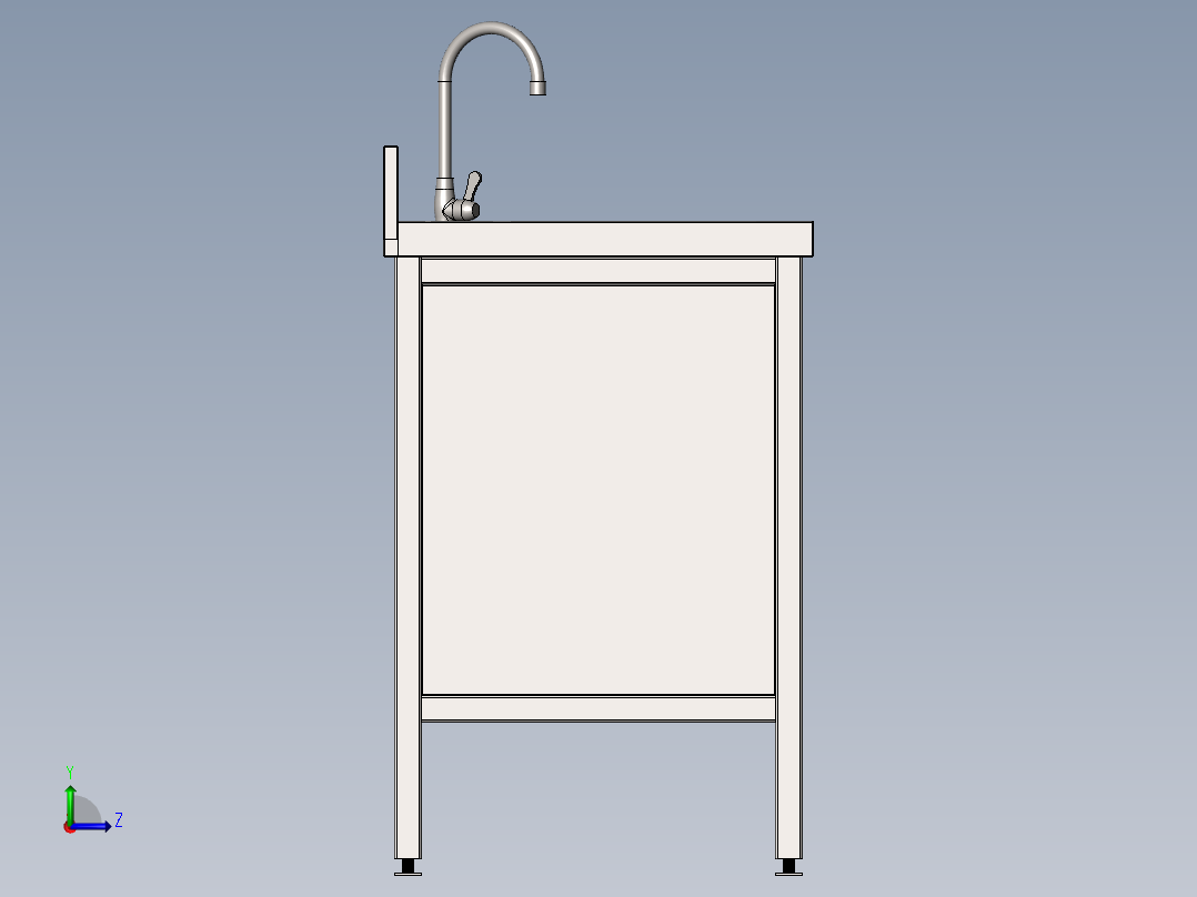 不锈钢工作桌 洗池左视图