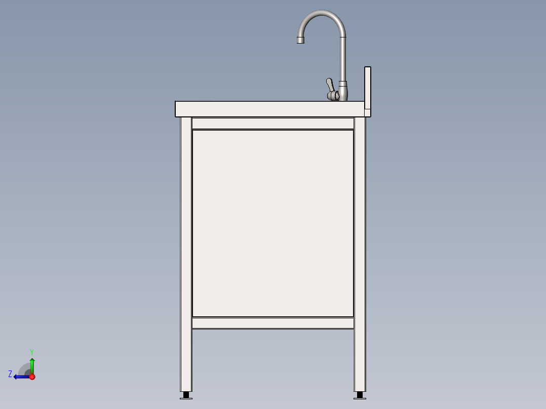 不锈钢工作桌 洗池右视图