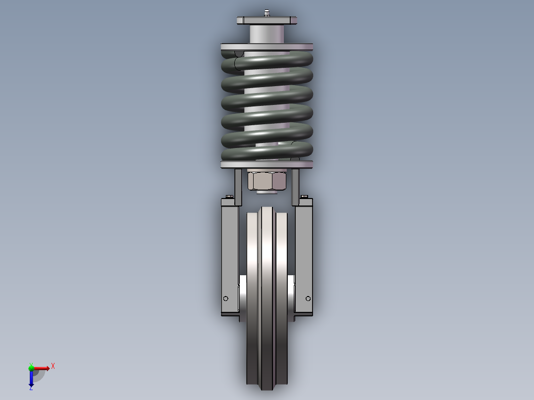 0.2m3挖掘机行走机构四轮一带俯视图