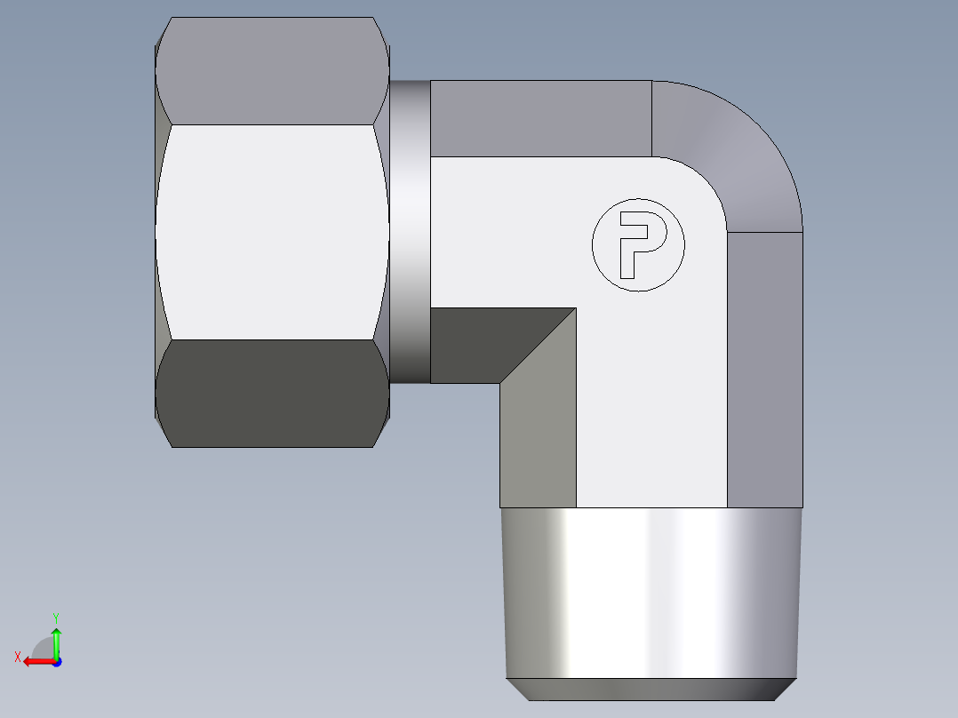 卡套式工业通用硬管接头EO_Male_stud_elbow_WE15LRCF后视图