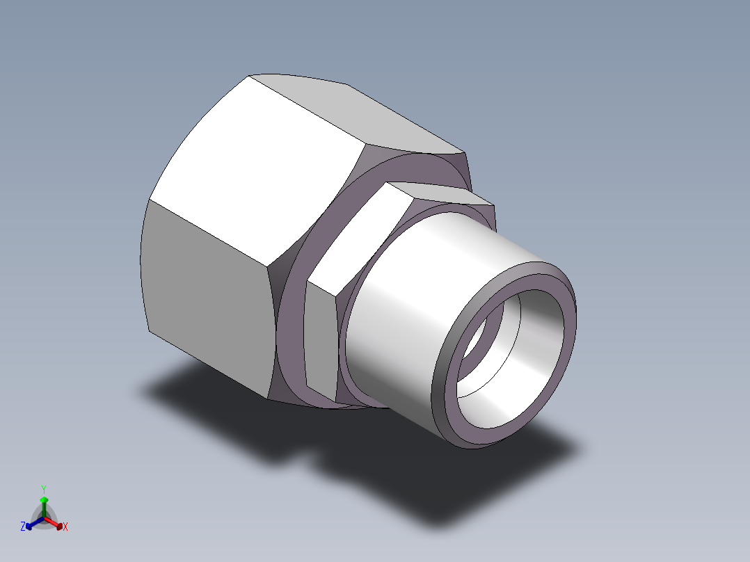 直通变径接头、2D-22-24正等轴测图