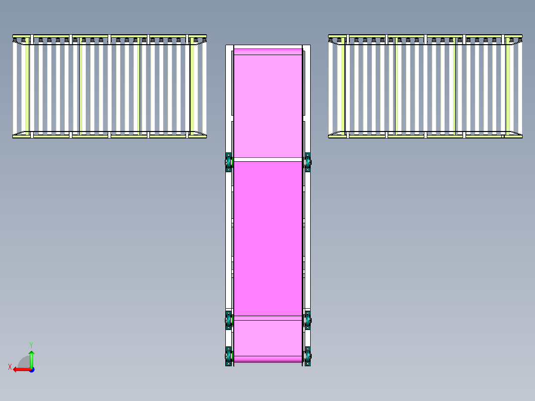滚筒与皮带混合输送线设计后视图