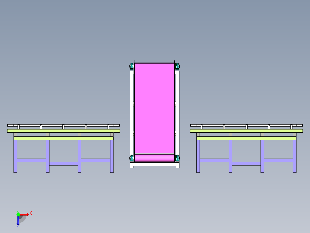 滚筒与皮带混合输送线设计俯视图