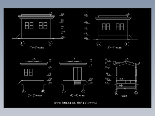 图42-11 低配室土建立面、剖面布置图(ZA-5-T-02)