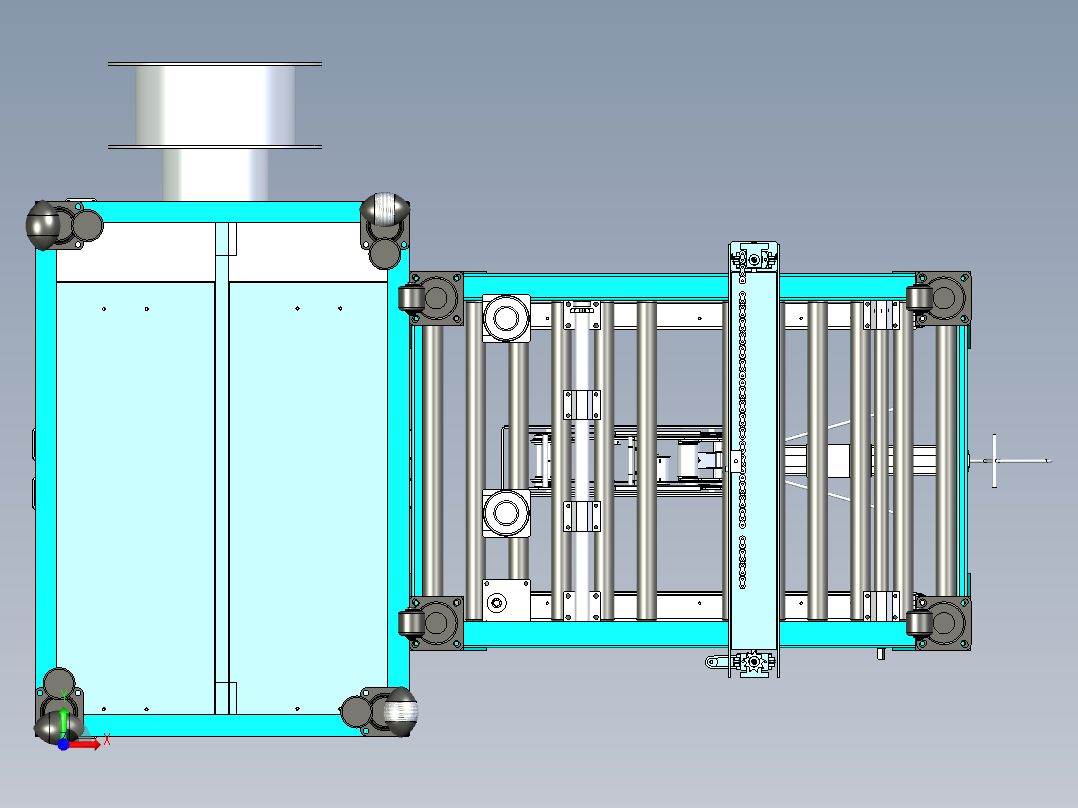粗铜电缆线加工设备三维设计前视图