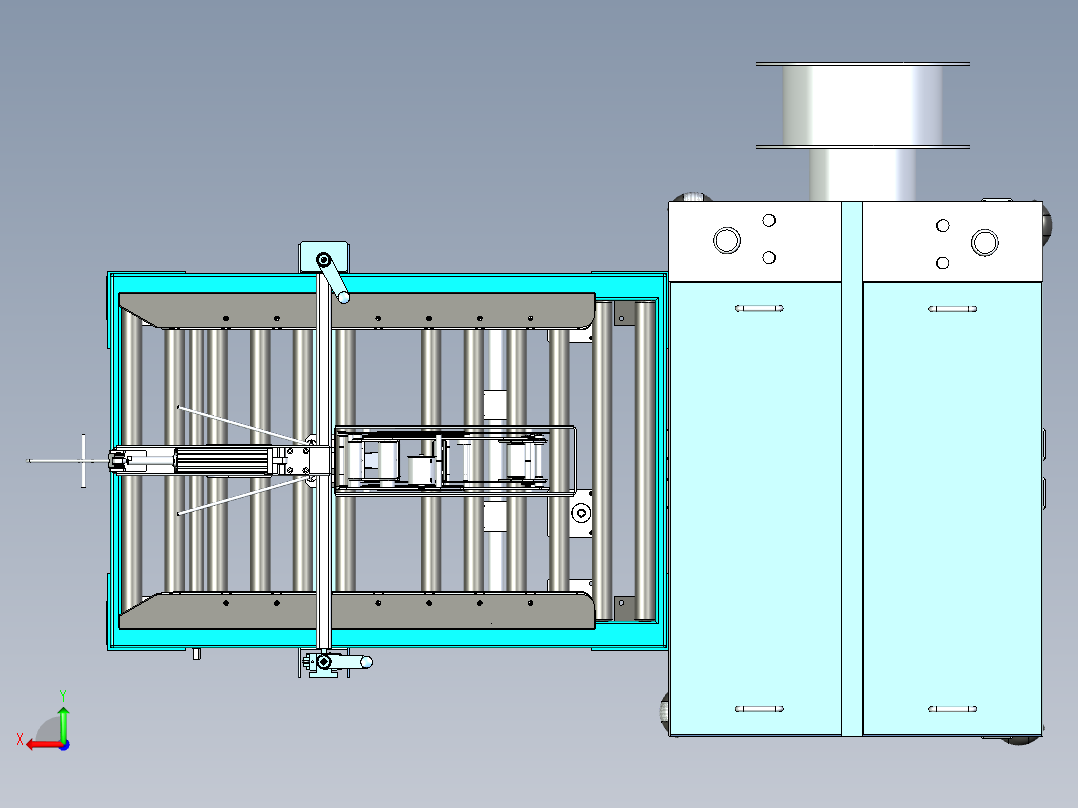 粗铜电缆线加工设备三维设计后视图