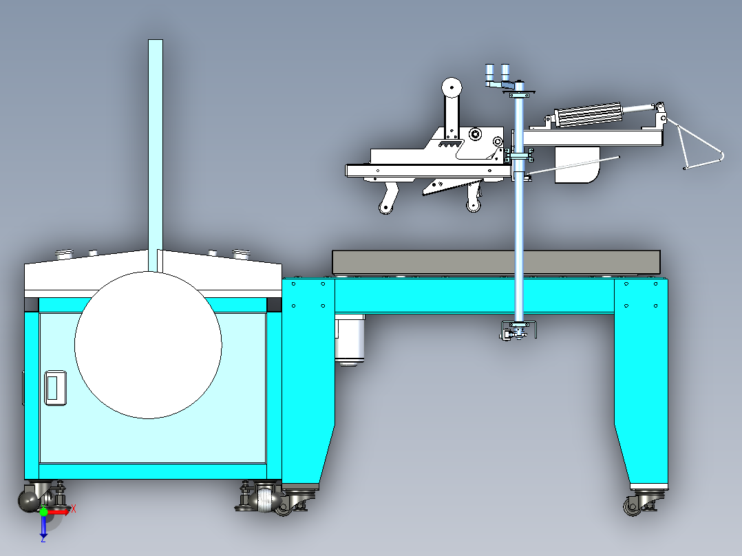 粗铜电缆线加工设备三维设计俯视图