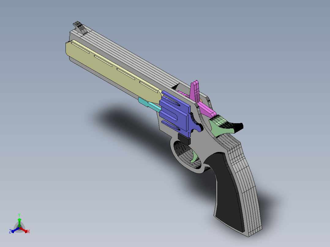 橡皮筋枪正等轴测图