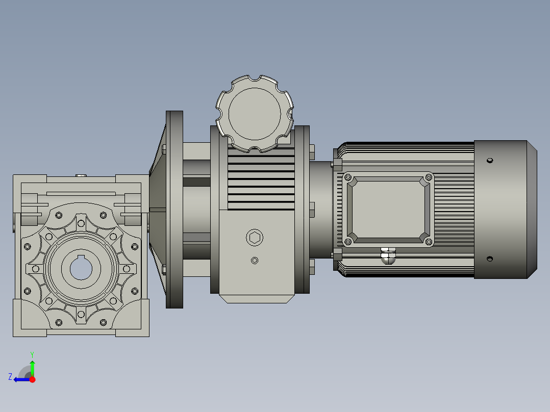 RVMB无级调速蜗轮减速机MB15-Y15-S-NMRV75-30右视图