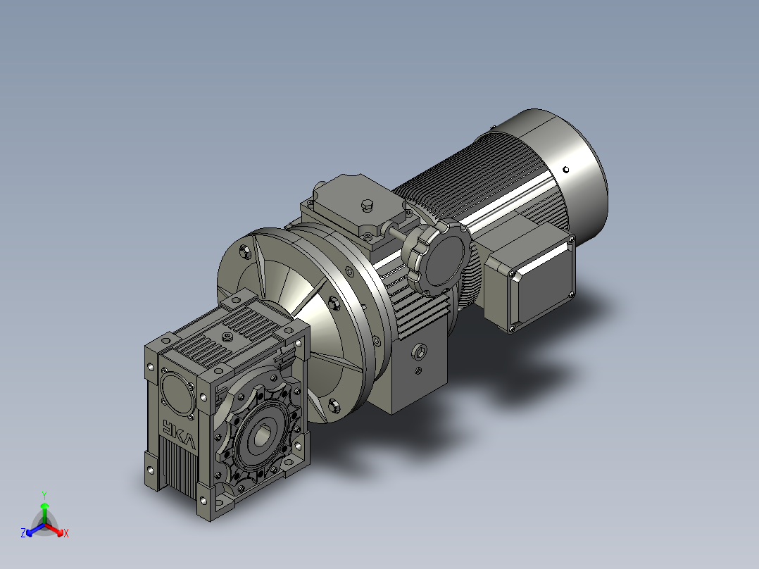 RVMB无级调速蜗轮减速机MB15-Y15-S-NMRV75-30正等轴测图