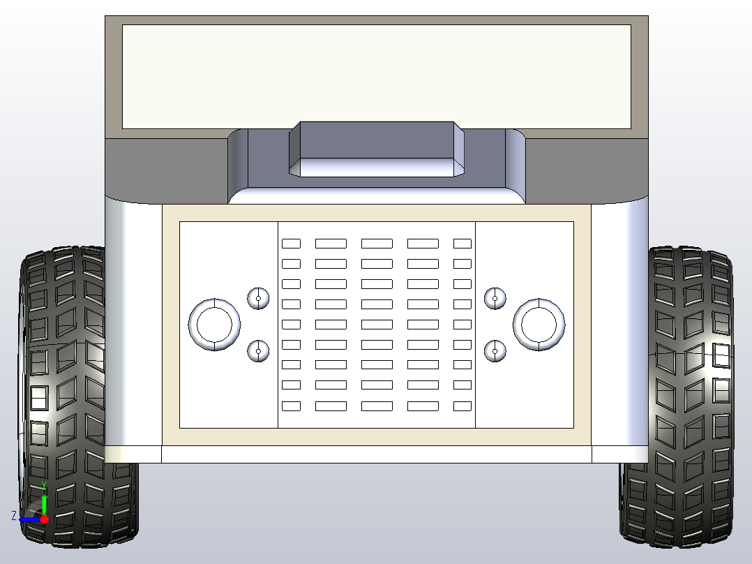 3D打印小车带转向机构和差速器右视图
