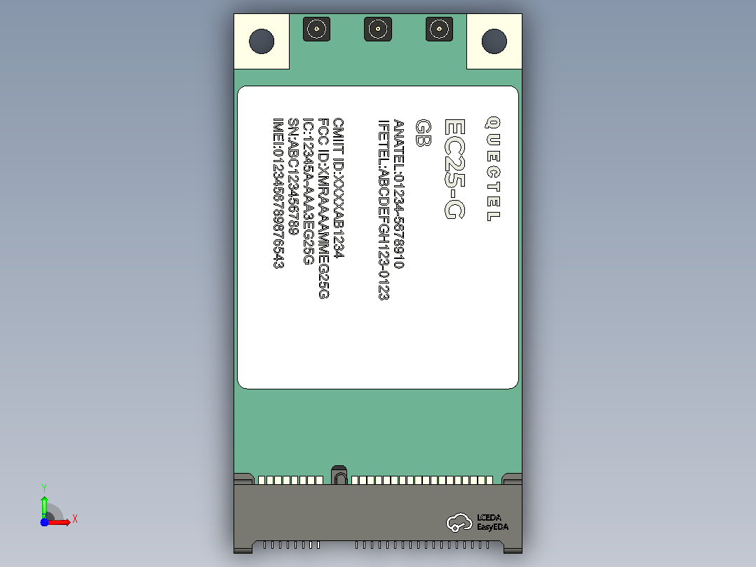 调制解调器Quectel+迷你PCIE固定尺寸前视图