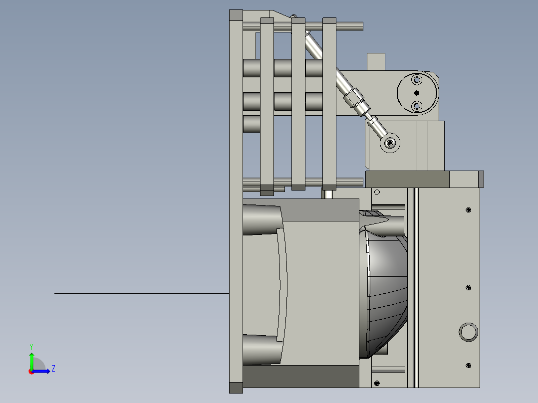 大灯内反光镜灯泡座打螺钉夹具左视图