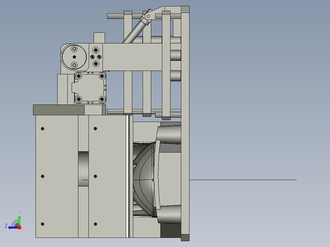 大灯内反光镜灯泡座打螺钉夹具右视图
