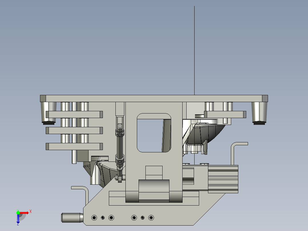 大灯内反光镜灯泡座打螺钉夹具俯视图