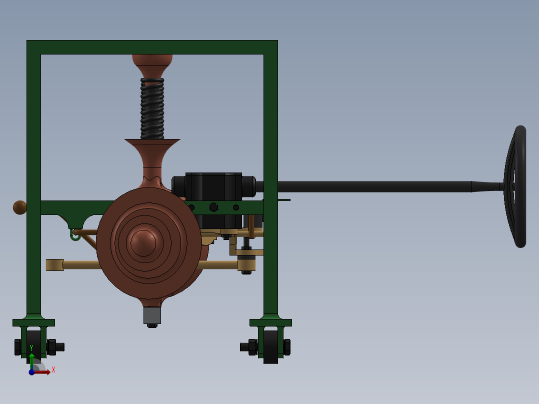 悬挂系统简易演示模型3D图纸 Solidworks设计前视图