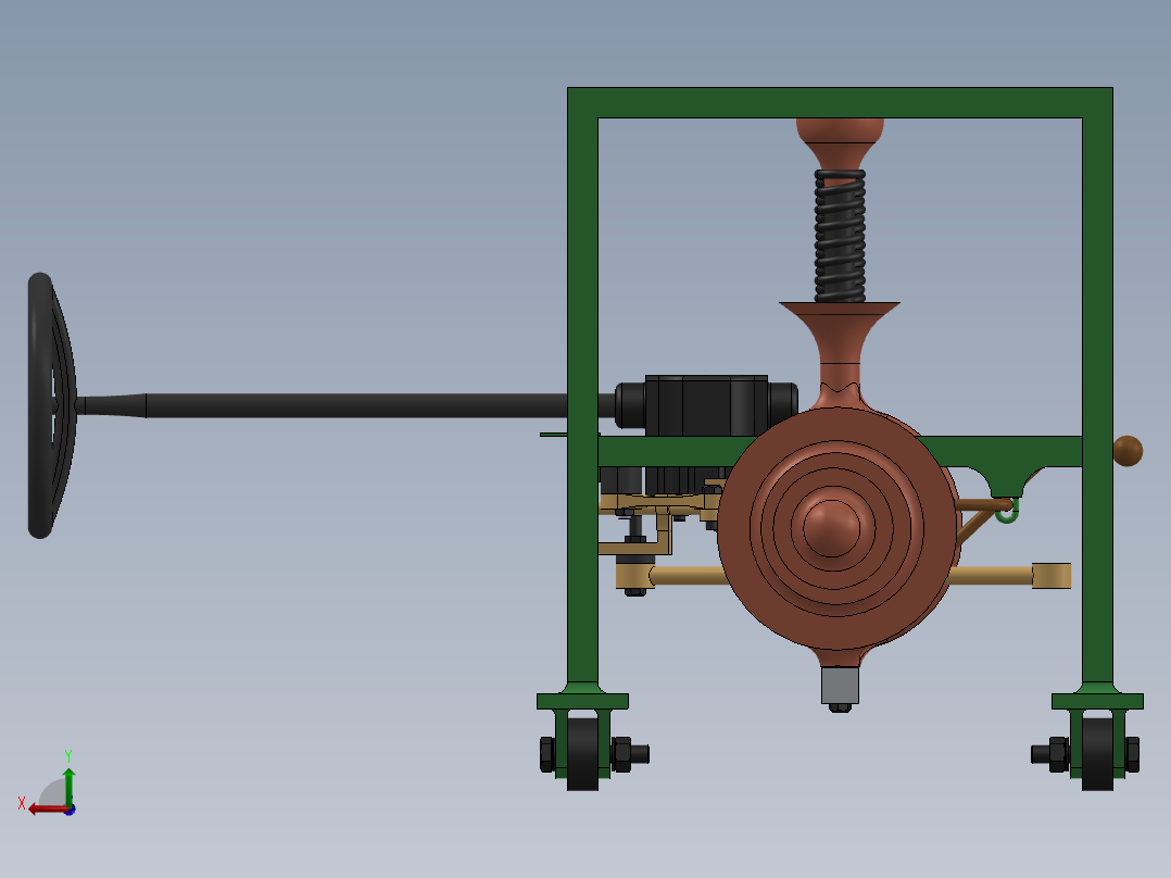 悬挂系统简易演示模型3D图纸 Solidworks设计后视图