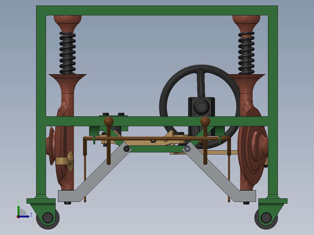 悬挂系统简易演示模型3D图纸 Solidworks设计左视图