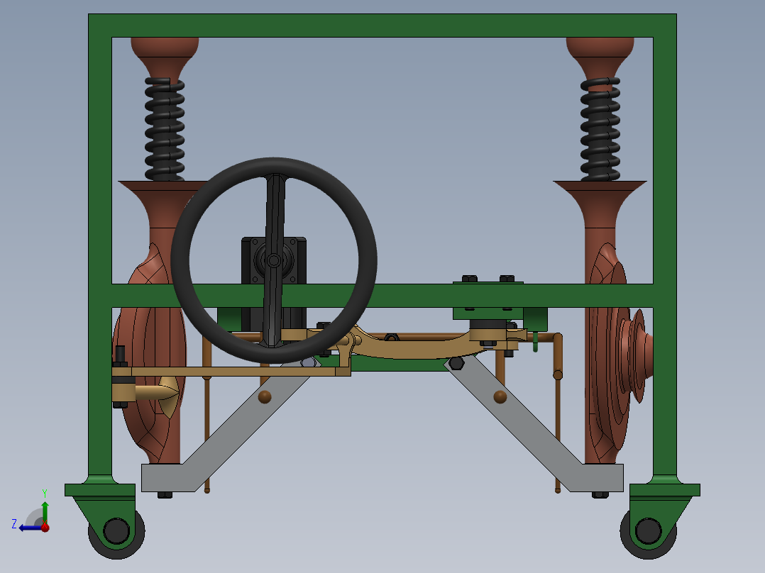 悬挂系统简易演示模型3D图纸 Solidworks设计右视图