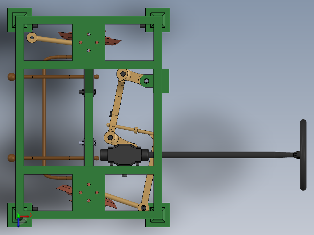 悬挂系统简易演示模型3D图纸 Solidworks设计俯视图