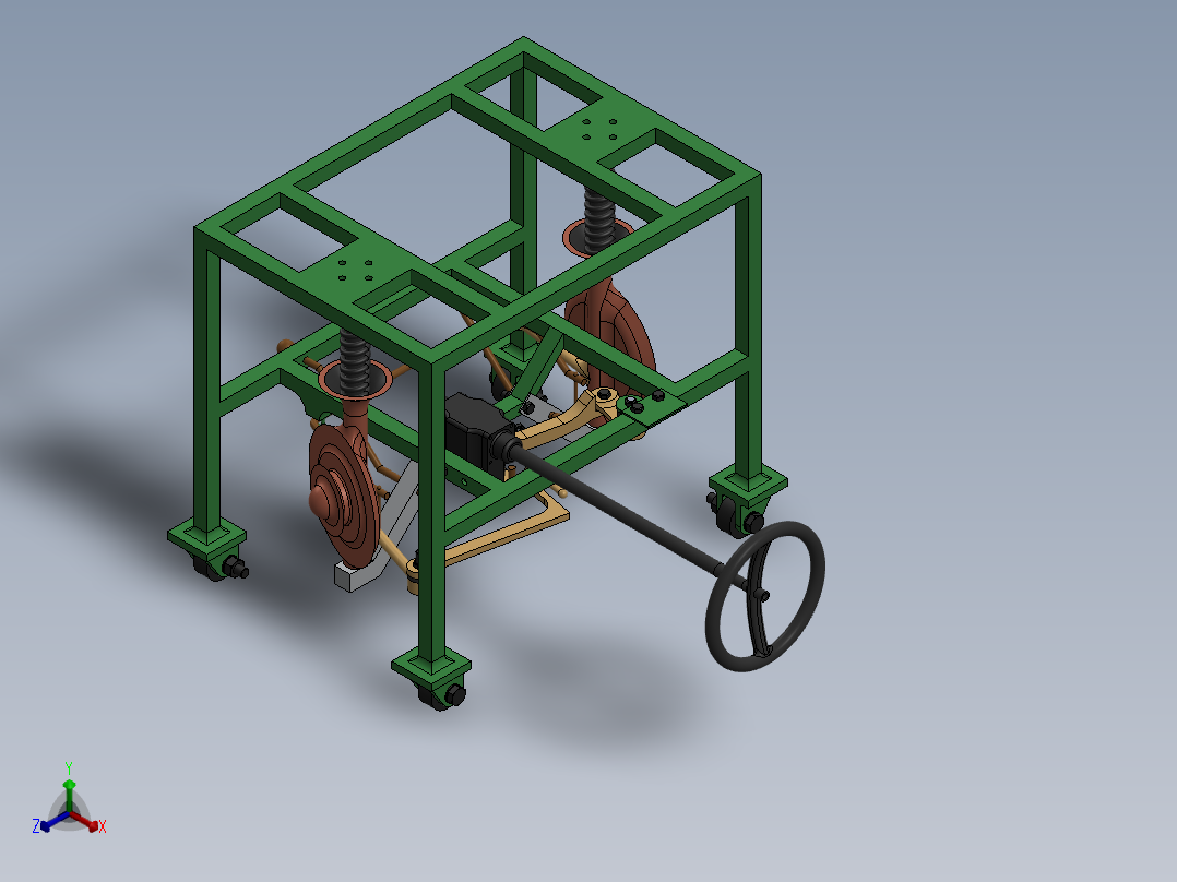 悬挂系统简易演示模型3D图纸 Solidworks设计正等轴测图