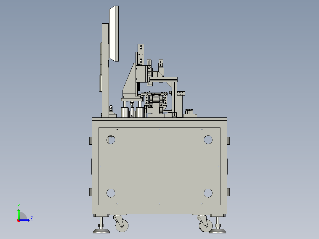 电池极片顶升整形读码机左视图