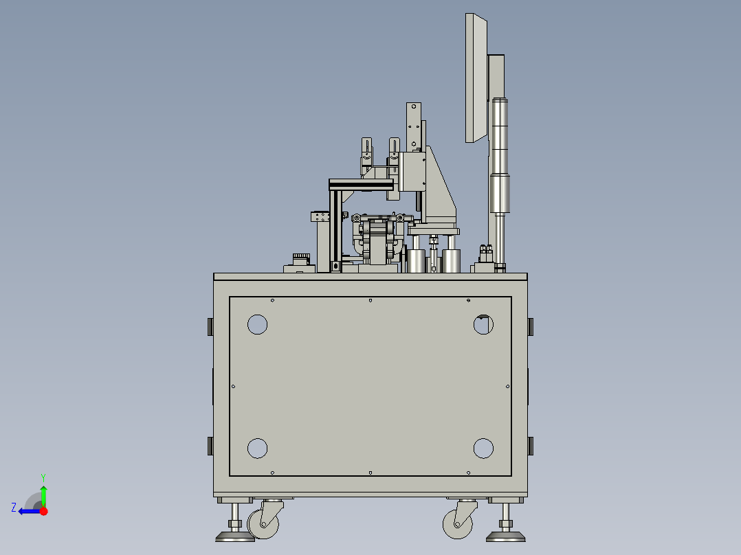 电池极片顶升整形读码机右视图