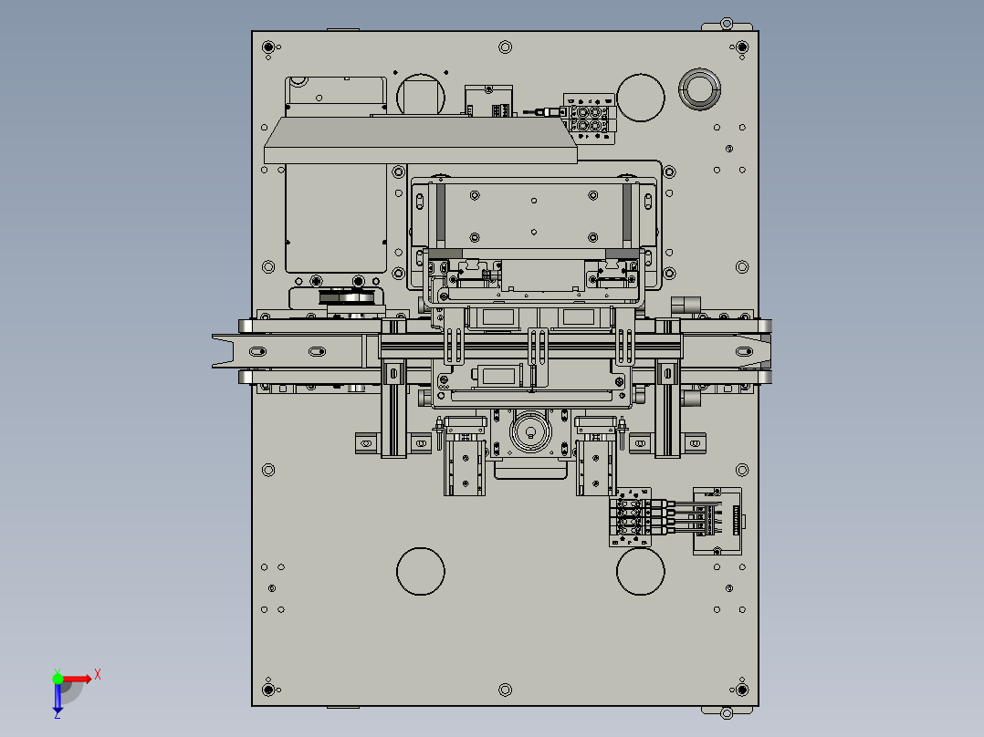电池极片顶升整形读码机俯视图