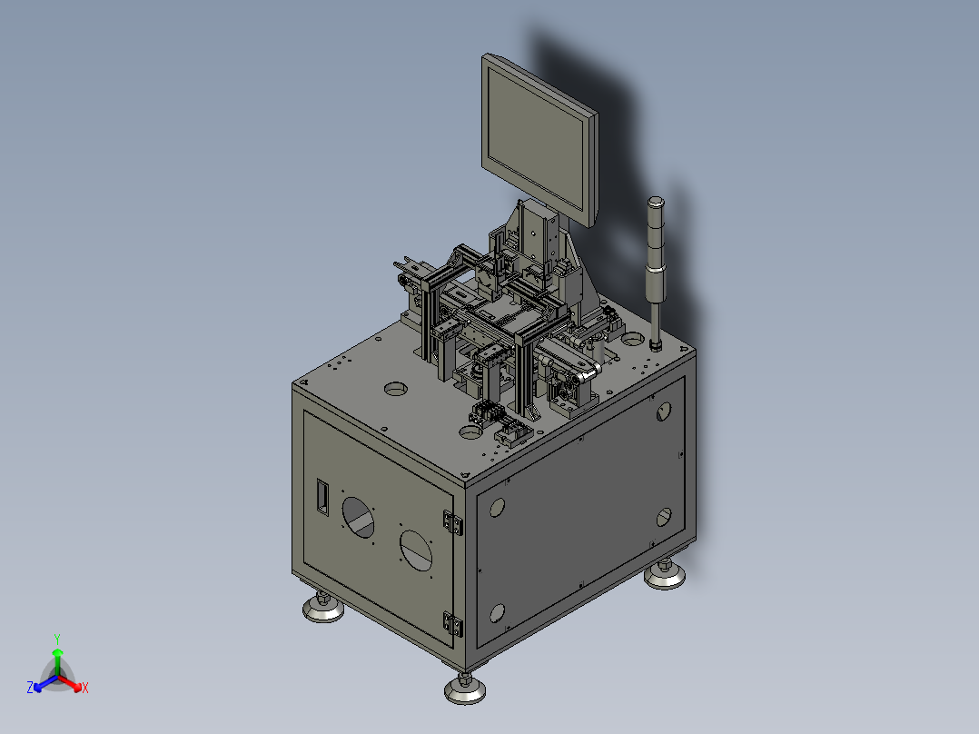电池极片顶升整形读码机正等轴测图