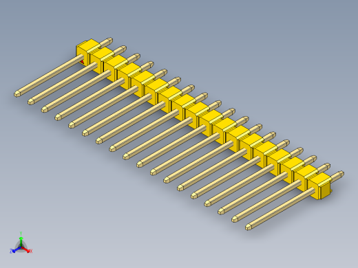 彩色公头100mil（2.54mm）系列-DS1021_yellow_1x18p_100mil_Type5_rev1.0正等轴测缩略图